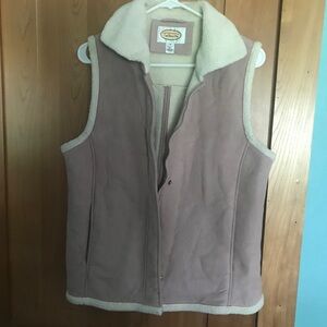 Talbots lavender shearling lined zip up vest with pockets medium